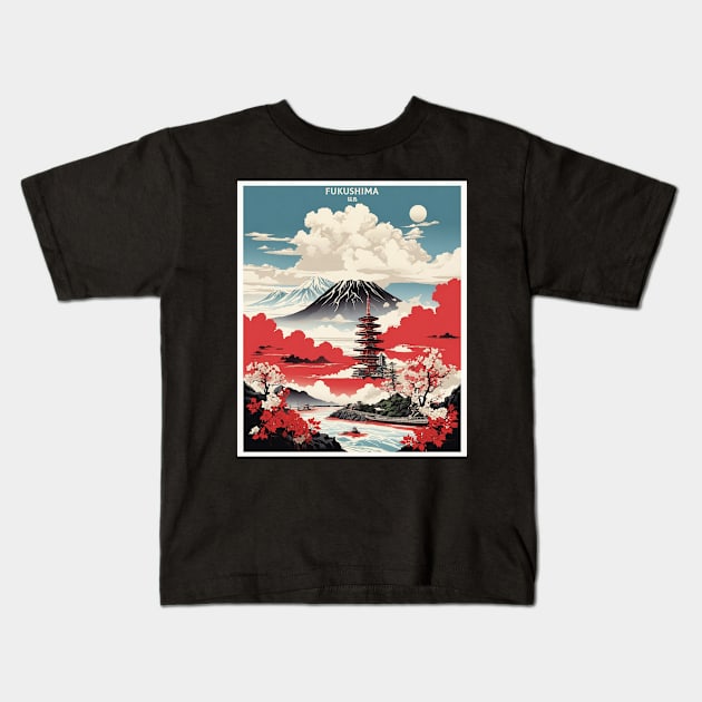 Fukushima Japan Vintage Poster Tourism Kids T-Shirt by TravelersGems